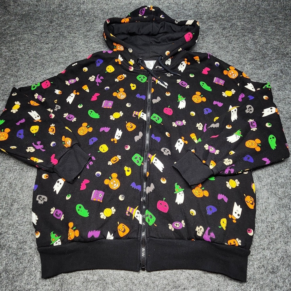Disney Parks 2022 Halloween Spooky Mickey All Over Print Full Zip Hoodie Medium